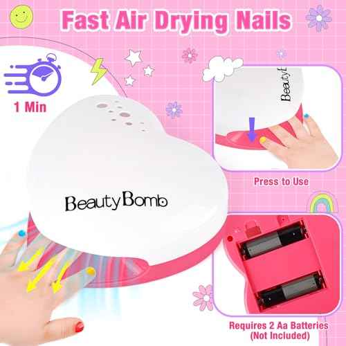 Kids Nail Polish Set for Girls, Nail Art Kit with Nail Dryer, Non-Toxic Nail Polish for Kids with Glitter and Fake Nails, Girl Toys Christmas Birthday Gifts for Girls 8-12