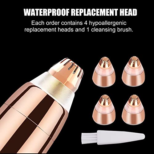 4 Pack Flawless Replacement Head, Face Hair Remove Replacement Tool for Women Facial Smooth Finishing with Cleaning Brush(Rose Gold)