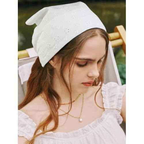 Hair Bandanas for Women Trendy Bandana Head Kerchief for Women¡¯s Hair Cute Hair Scarf Headband White Adjustable Bandana