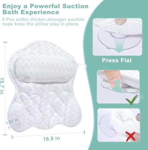 Bath Pillow with Suction Cups - Neck & Back Support