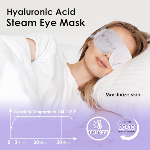 Ditoi Steam Eye Masks, Rich Hyaluronic Acid Heated Lavender Eye Mask, Disposable SPA Sleep Eyes Mask, Relieving Dry Eyes, Dark Circles and Puffiness, 10 Packs