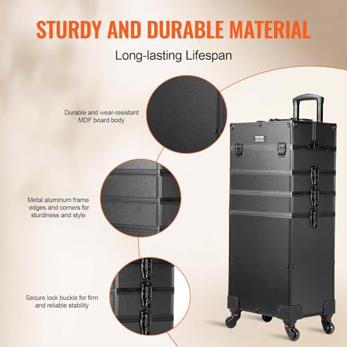 VEVOR 5-in-1 Professional Makeup Train Case Organizer for Women & Girls
