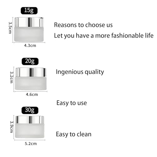 3-Pack Refillable Travel Bottles 15g 20g 30g - Glass Cosmetic Containers