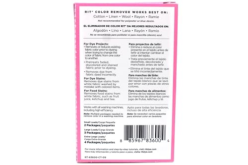 Rit Color Remover Powder - Non-Chlorine Fabric Dye (Pack of 3)