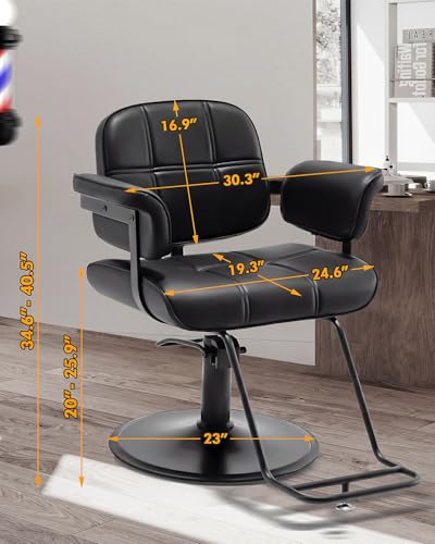 Towning Extra Wide Barber Chair Hydraulic Pump 360° Swivel