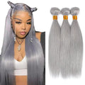 Grey Human Hair Bundles 28-30-32 Inch Straight