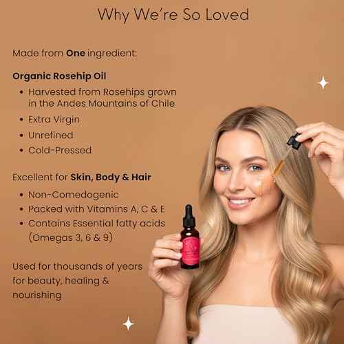 Organic Rosehip Oil for Face Anti-Aging Miracle Facial Moisturizer for Face & Gua Sha Cold Pressed Serum Natural Skincare Fortifying Hydrates Skin Moisturizing Beauty Glow 1 Fl Oz
