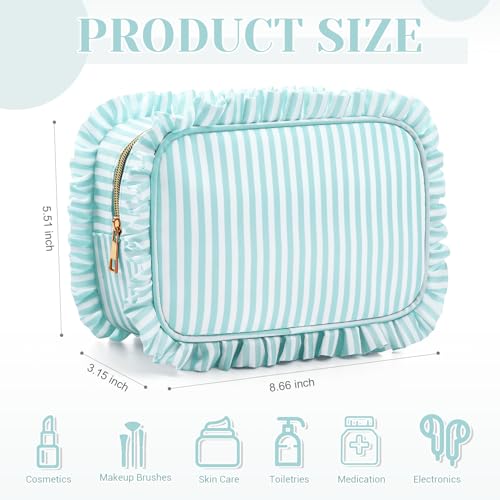 Kigeli Ruffle Makeup Bag - Large Waterproof Travel Cosmetic Pouch