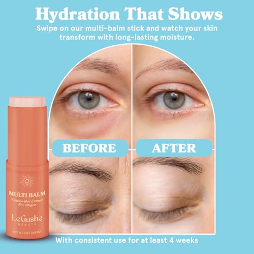 All-in-One Face Balm Stick - Under Eye Brightener & Anti-Aging Moisturizer with Salmon Roe & Collagen - For Fine Lines & Wrinkles