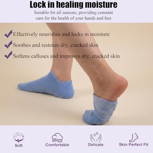 8 PCS Moisturizing Gloves and Socks,Gel Spa Moisturizing Therapy Sock&Glove,Night Gloves for Dry Hands Women£¬Heal Eczema,Repairing Dry Cracked, Hands Feet Skin Care Gloves Socks Set for Woman