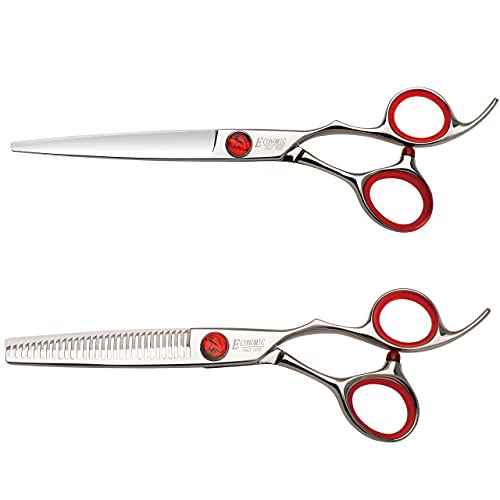 Professional 6.0-inch Shears Cutting &Thinning Scissors Kit Convex Edge Hairdressing Scissors Set 440C Steel Stainless Japanese Process with Free Fine Orange Leather Case