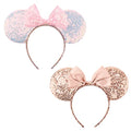 DRESHOW Mouse Ears Headband with Sequin Bow – 2-Pack