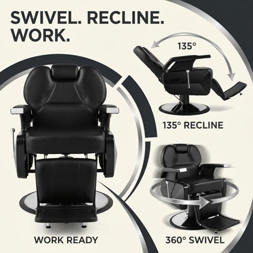 Artist hand Professional Barber Chair - Heavy Duty Hydraulic, 450lb