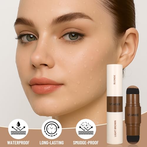 UCANBE 25PCS Eyebrow Stamp Stencil Kit With Dual-Color Pomade,20