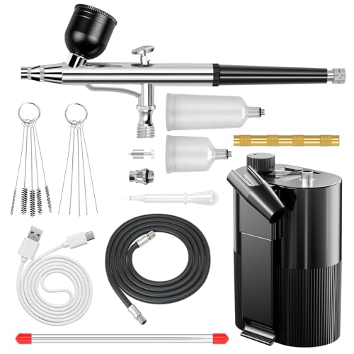 Cordless Airbrush Kit 50 PSI with Air Compressor & 3 Paint Cups