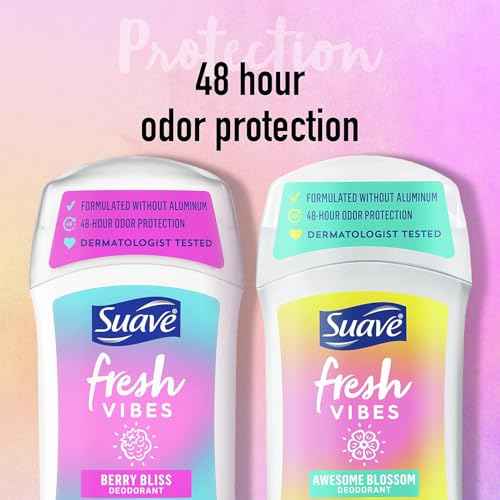 Suave Aluminum-Free Deodorant, Kids & Teen Girls ??Fresh Vibes Berry Bliss & Awesome Blossom, 48H Protection, 1.2 Oz Ea