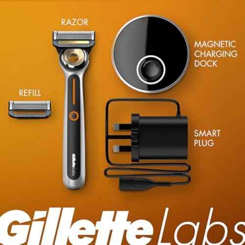 Gillette Heated Razor for Men, Starter Shave Kit by GilletteLabs, 1 Handle, 2 Razor Blade Refills, 1 Charging Dock
