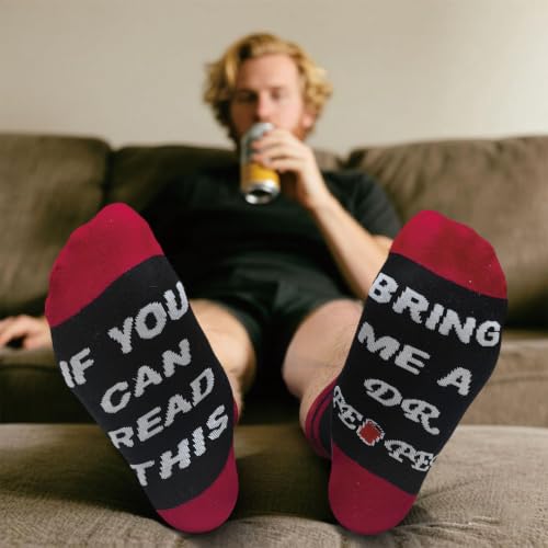 Funny Drinking Theme Crew Socks for Adults - Gifts for Beer & Party Lovers, Shoe Size 10-13