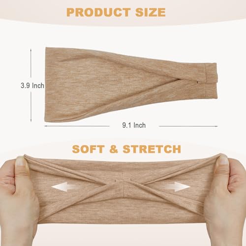 Women’s Wide Headbands for Sports & Daily Wear - Soft, Breathable, Non-Slip Hair Bands (6 Pack)