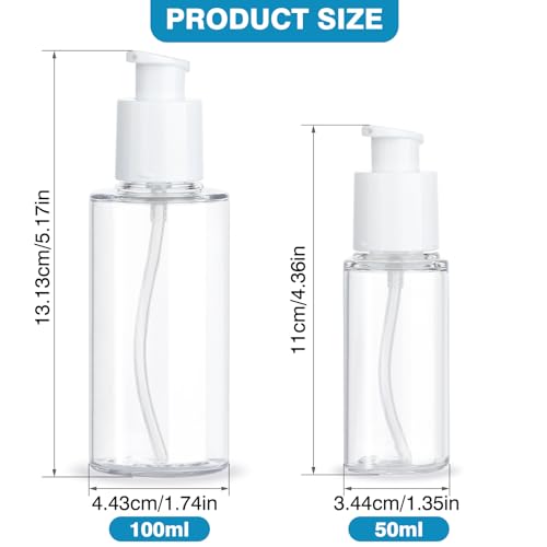 Travel Pump Bottles 50ml Refillable Lotion Dispenser (2-Pack)