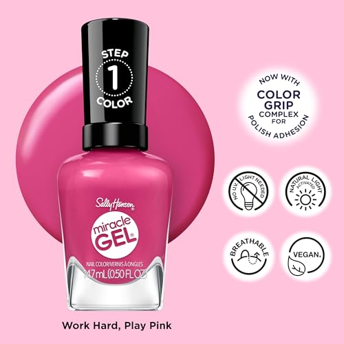 Sally Hansen Miracle Gel Nail Polish - 350 Work Hard, Play Pink (Bright Pink)