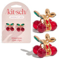 Kitsch Cherry Rhinestone Mini Claw Clips for Women - 2 Pack Strong Hold
