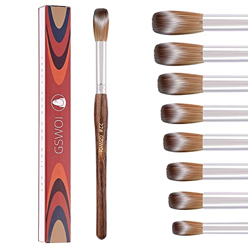 100% Kolinsky Acrylic Brush Size 22 - Wood Handle for Nail Application, Extension - Professional Manicure Salon and DIY at Home Tool (#22)