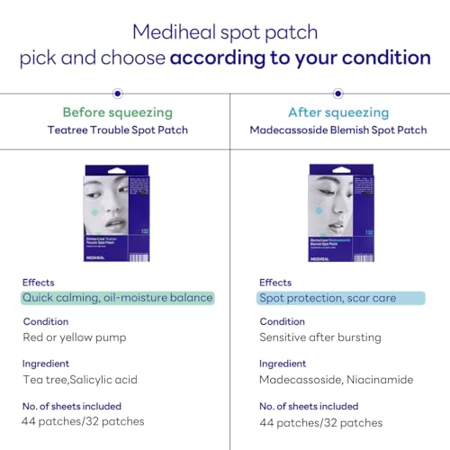 Mediheal Derma Clear Teatree Treatment Spot Patch (44 Counts) - Acne Relief, Oil and Moisture Balance with Teatree & Salicylic Acid