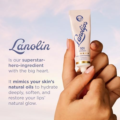Lanolips 101 Ointment - Lanolin Lip Balm for Smooth, Hydrated & Healthy Lips - Multipurpose Lip Ointment with Lanolin Oil for Dry Lips, Cuticles & More - Original Superbalm (0.52 oz)