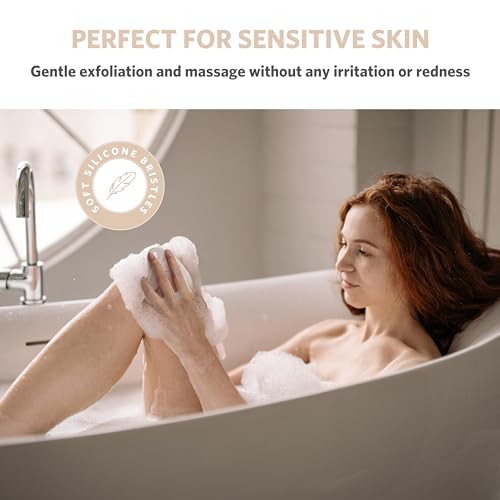 Silicone Body Scrubber for Sensitive Skin with Lathering Bristles