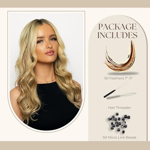 Natural Color Rooster Feather Hair Extensions – 50 Pack