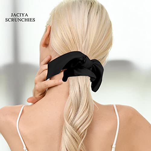 Jaciya Black Hair Ties Silk Bow Scrunchies for Hair Bunny Ears and Tail Scrunchies Hair Accessories for Women