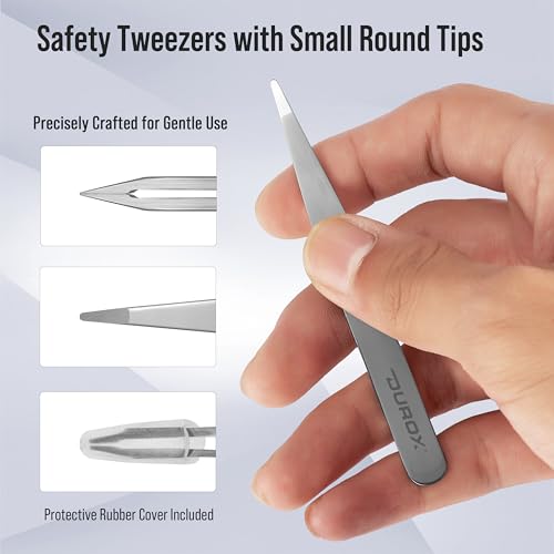 DuroX Round Tip Tweezers for Precise Facial Hair Removal