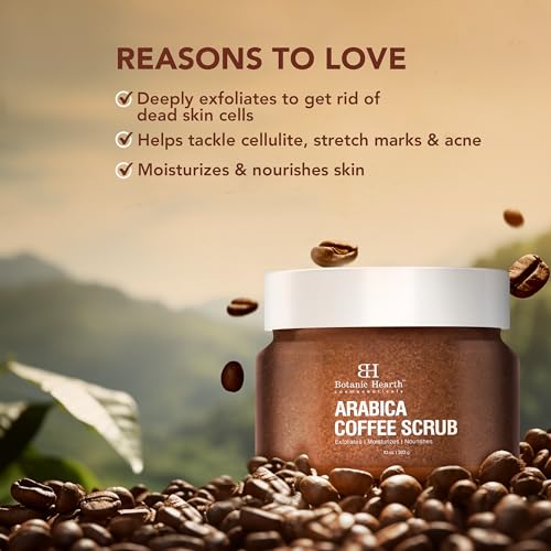 Botanic Hearth Arabica Coffee Body Scrub Exfoliating Body Scrub act as Body Exfoliator & helps with Moisturizing Skin, Acne, Cellulite, Dead Skin Scars, Wrinkles 10 oz