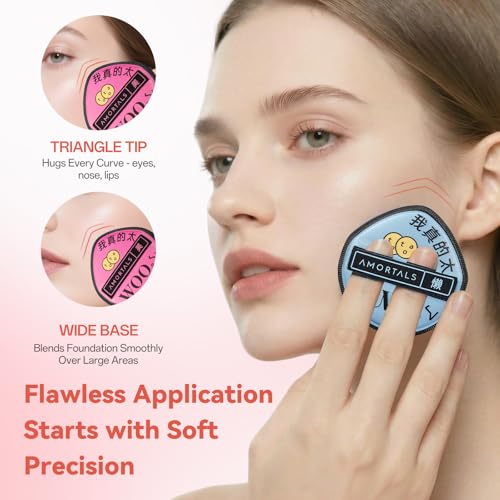 AMORTALS 2 PCS Makeup Sponge Set, Beauty Blender Sponge for Liquid Foundation Powder Concealer, Multi Use Makeup Puff with Free Storage Case, Soft Latex Free Blenders