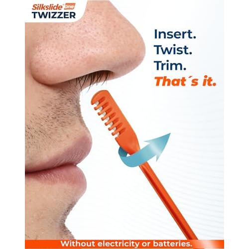 Silkslide¢çOne TWIZZER ? Nose Hair Trimmer for Men and Women ? Compact Travel Case ? Twist & Trim Nasal Hair Removal ? Japanese Premium Blades ? No Electricity or Batteries