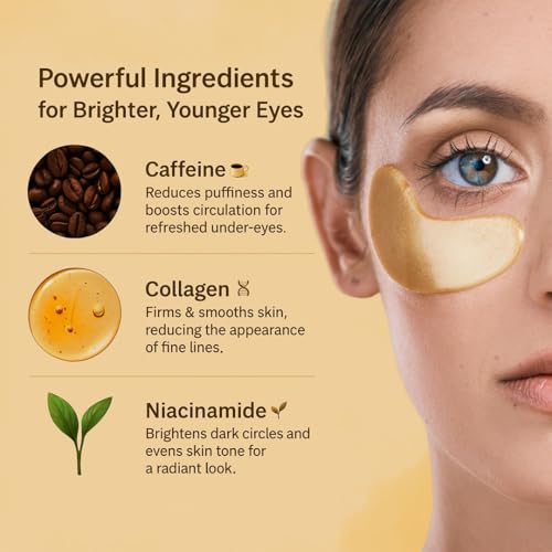 Under Eye Patches with Caffeine, Collagen & Niacinamide (30 Pairs) ? Hydrating Eye Mask for Puffy Eyes, Dark Circles, Wrinkles, and Fine Lines ? Reduces Eye Bags ? formulated in North America