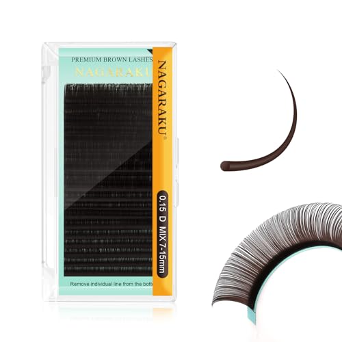 NAGARAKU Individual Lash Extensions 0.15D 7-15mm Mix Dark Brown