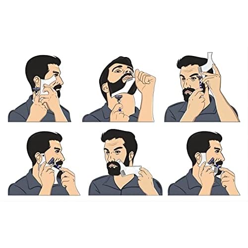 4PCS Men's Beard Shaping Tool Template, Beard Guide Shaper with Inbuilt Comb, Multi-liner Edges Shave for Curve/Straight/Neckline/Goatee/Sideburns (Clear-4pcs)