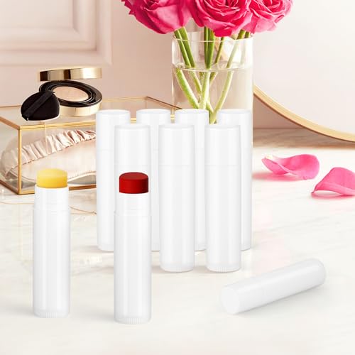 100 Pcs 5g Empty Lip Balm Containers Plastic Lipstick Tubes Refillable Lip Gloss Bottles for DIY Deodorant Balm Cosmetic - Wihte