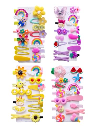 56-Piece Toddler Hair Clips Set – Rainbow Barrettes & Cartoon Designs