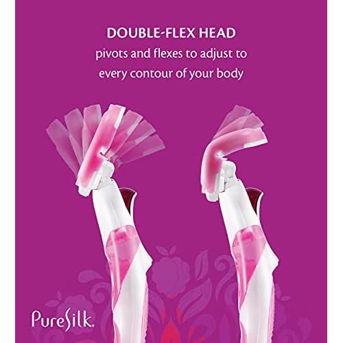 Pure Silk Women's Razor, Contour 6 Shaving Kit, Includes Razor Handle, 10 Contour 6 Blade Cartridge Refills, Shower Tray