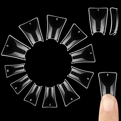 NOVO OVO Transparent Duck & Hawk Curved Eagle Claw Nail Tips - 1050 Pcs (2 Sets of 550 & 500 Pcs) - Half Cover Square False Nails