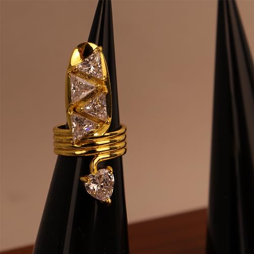 Jean Beau Finger Nail Ring for Women Teen Art Crystal Rhinestones CZ Finger Cap Cover Tip Rings Gold Metal Nail Decoration Nail Protect Fashion Jewelry Gift