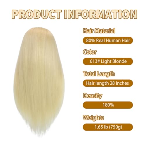 28" Mannequin Head 80% Real Hair Blonde Styling Practice