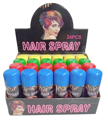 Temporary Hair Color Spray Bulk Case 24 Cans 6 Colors 3oz