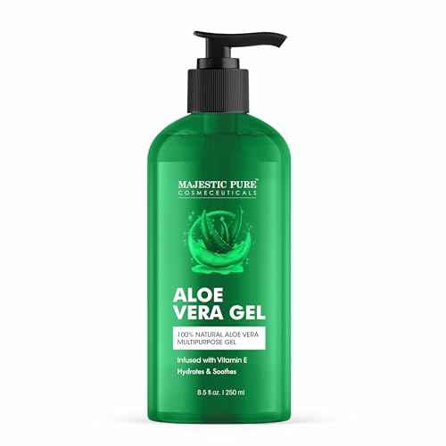 Majestic Pure Aloe Vera Gel for Face and Hair - with vitamin E, Soothes, Moisturizes, & Nourishes Skin & Hair, Soothes Sunburn | 8.5 Fl Oz