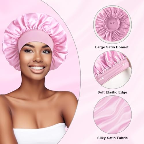 Satin Silk Hair Bonnet for Sleeping, 2-Pack Extra Large