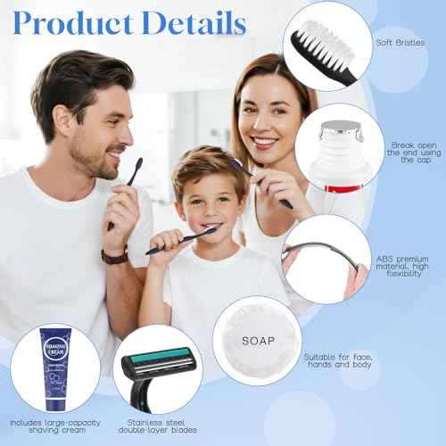 Disposable Toiletry Kits, 6 In 1 Bulk Travel Size Hygiene Care Packages,Essential Men Women Individually Wrapped Personal Toiletries Set for Hotel, Charity/Guests/Shelter/Homeless (60 Pack)