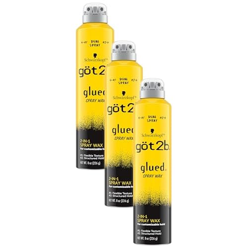 Got2B Glued Spray Wax with 2-in-1 Dual Nozzle, 8 oz (Pack of 3)